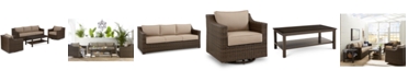 Furniture Camden Outdoor Wicker 4-Pc. Seating Set (1 Sofa, 2 Swivel Chairs & 1 Coffee Table), Created for Macy's